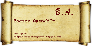 Boczor Agenór névjegykártya